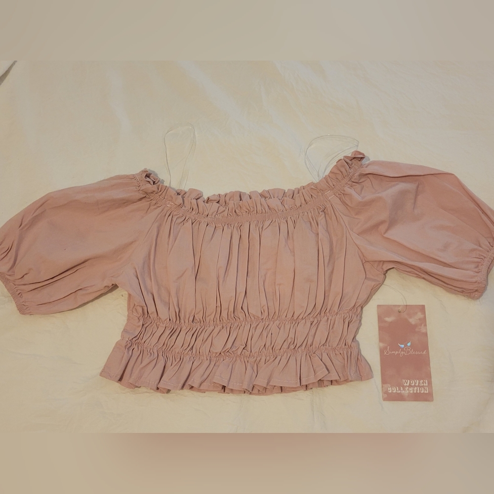 Simply Blessed Mauve Woven Crop Top - Small